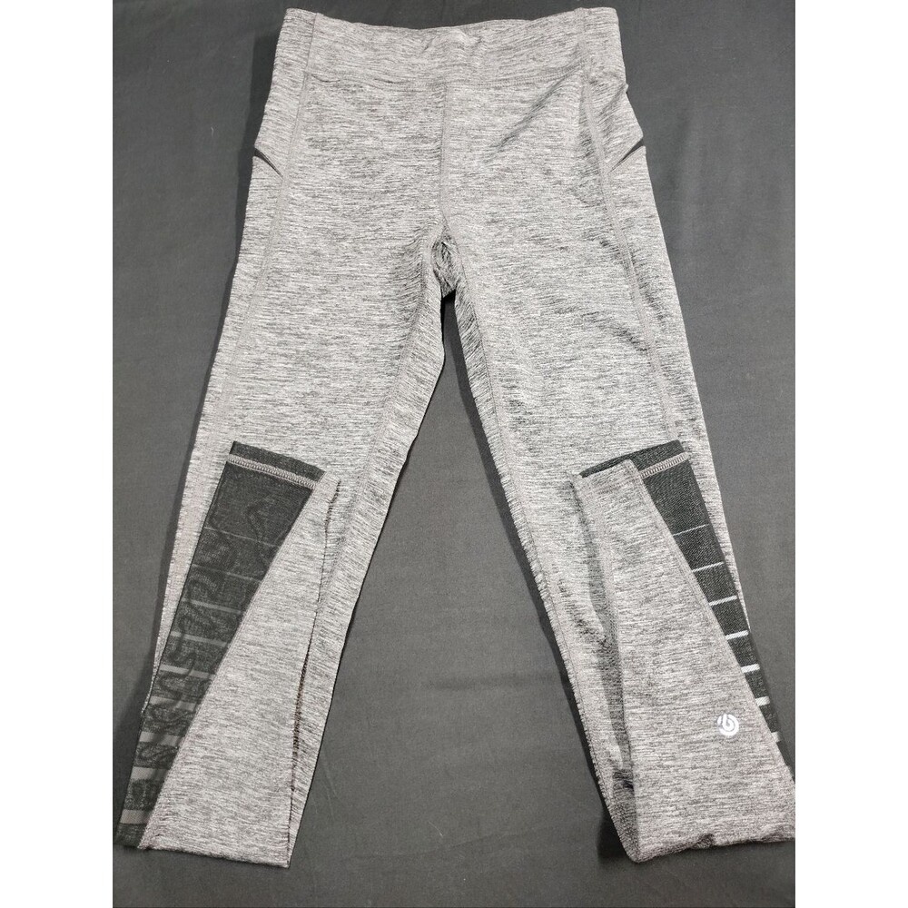 Champion Gray Heather Leggings with Black Contrast Ankle Panels